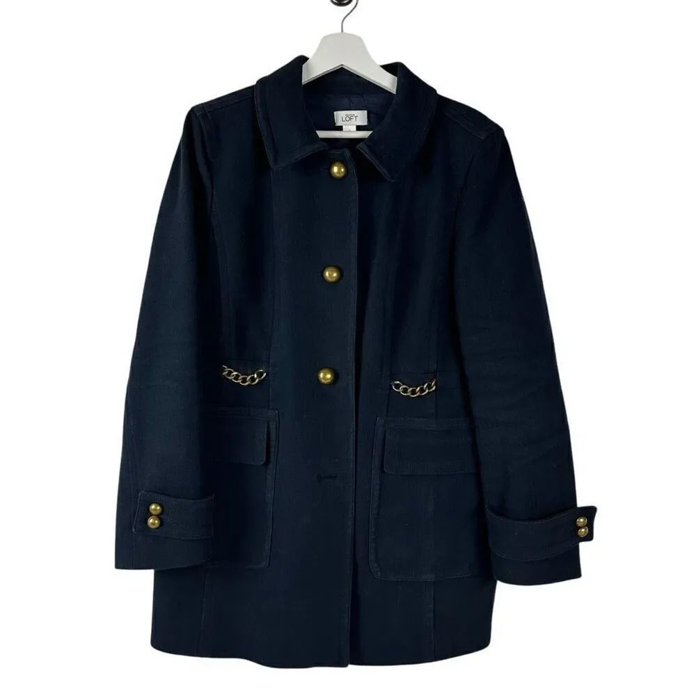 Loft Navy Size 12 Coat Gold Buttons